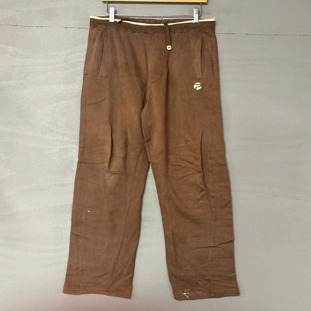 Pepe Jeans London Brown Fleece Sweatpants Mens Large Straight Leg‎ Embroidered